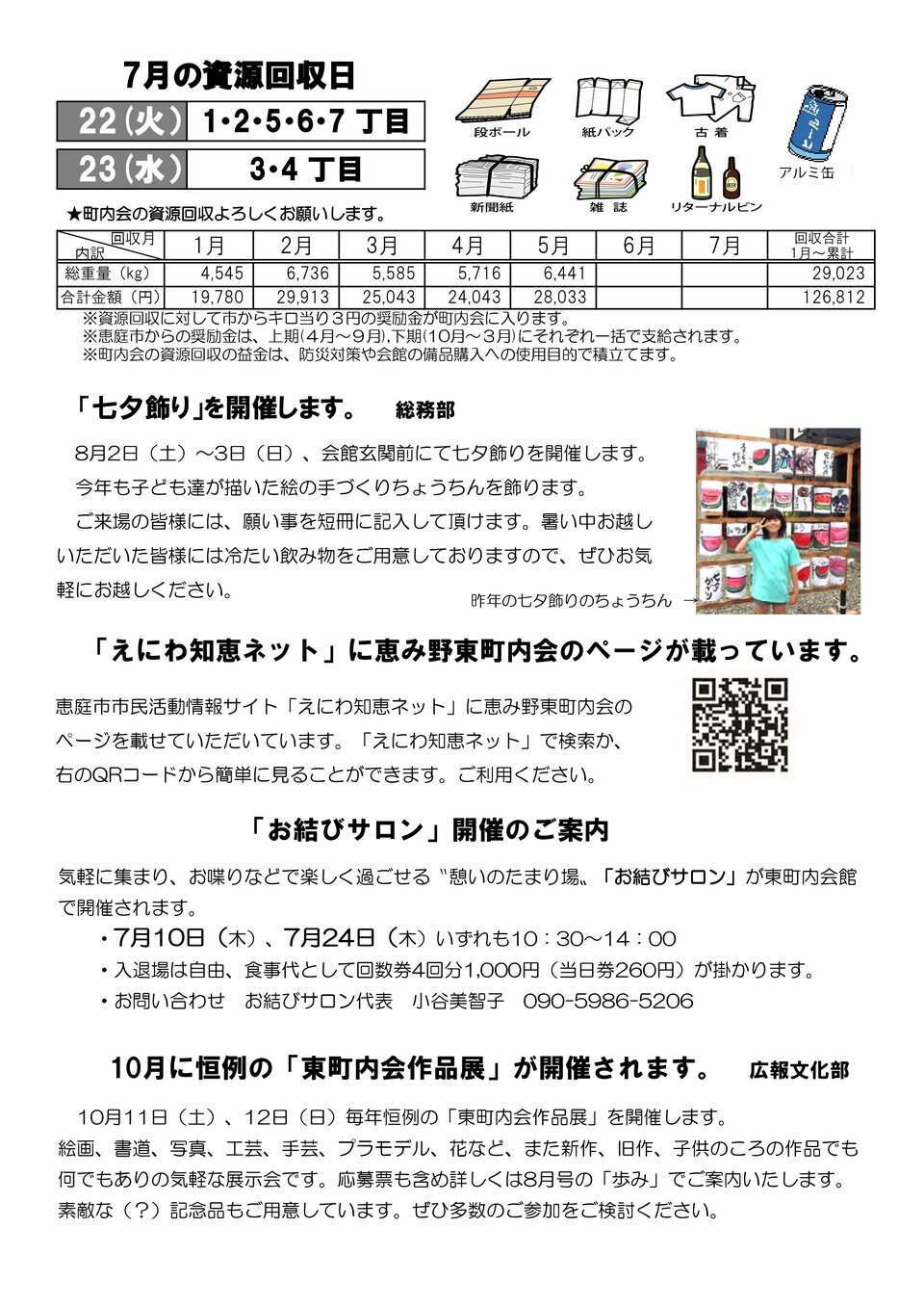 恵み野東町内会だより　歩みNO.395（2025年7月1日）