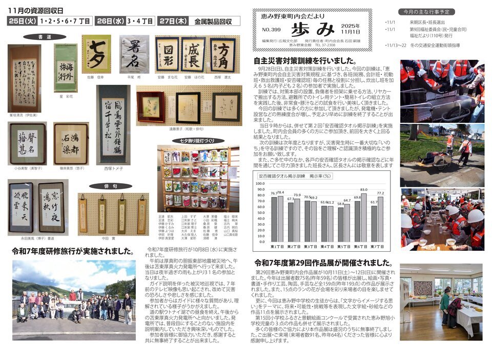 恵み野東町内会だより　歩みNO.399（2025年11月1日）